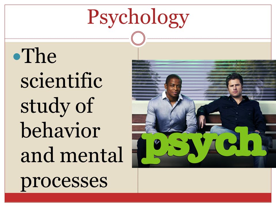Psychology The scientific study of behavior and mental processes