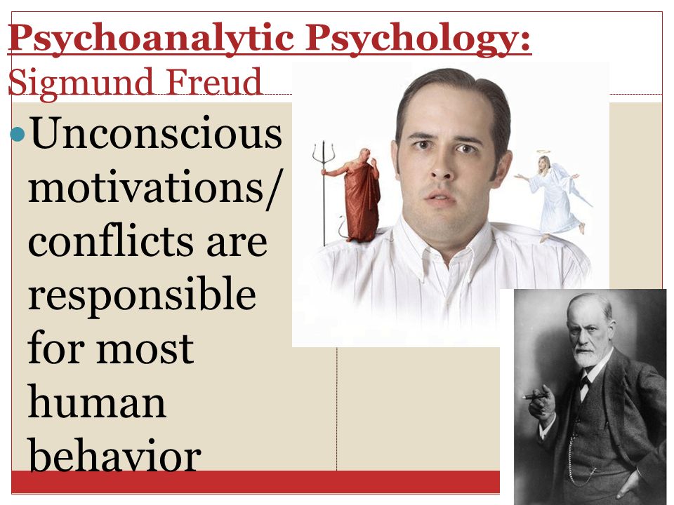 Psychoanalytic Psychology: Sigmund Freud Unconscious motivations/ conflicts are responsible for most human behavior