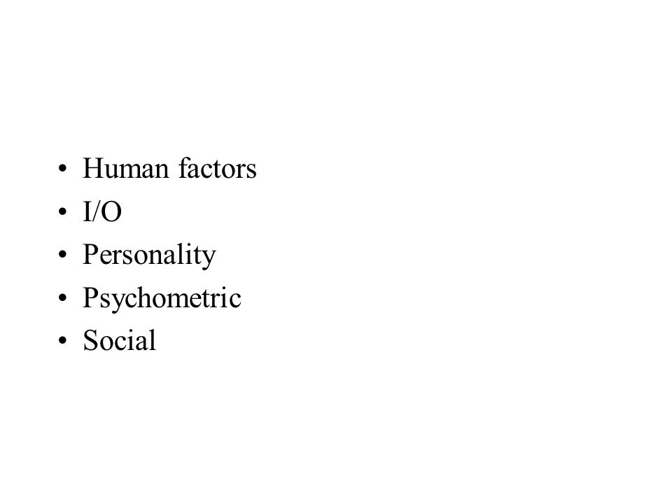 Human factors I/O Personality Psychometric Social