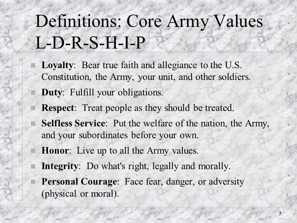 army values and definitions