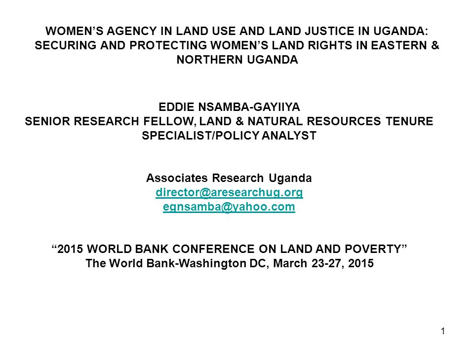 Womens Agency In Land Use And Land Justice In Uganda Securing And