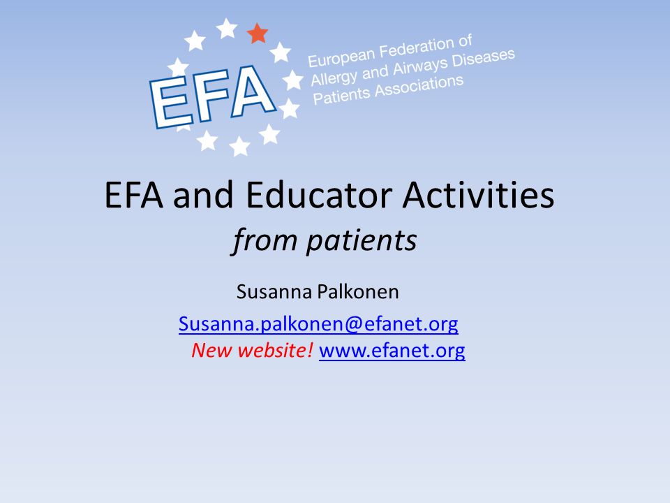 EFA and Educator Activities from patients Susanna Palkonen  New website.
