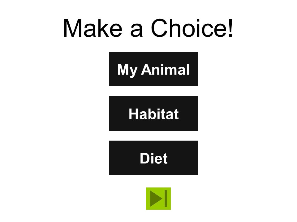Make a Choice. My Animal You can change the words on the buttons.