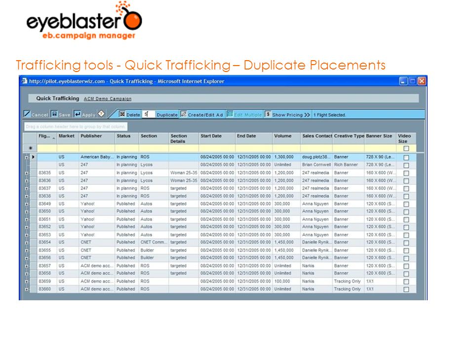 Trafficking tools - Quick Trafficking – Duplicate Placements