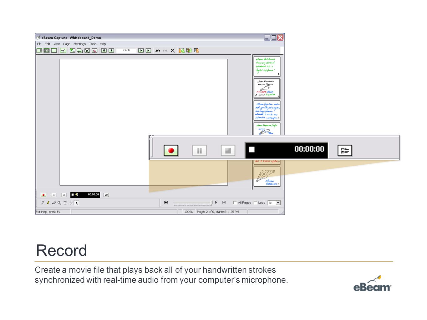 EBeam Capture. Capture records all of your handwritten notes and drawings  and saves them back to your computer so they can be edited, printed, ed, -  ppt download