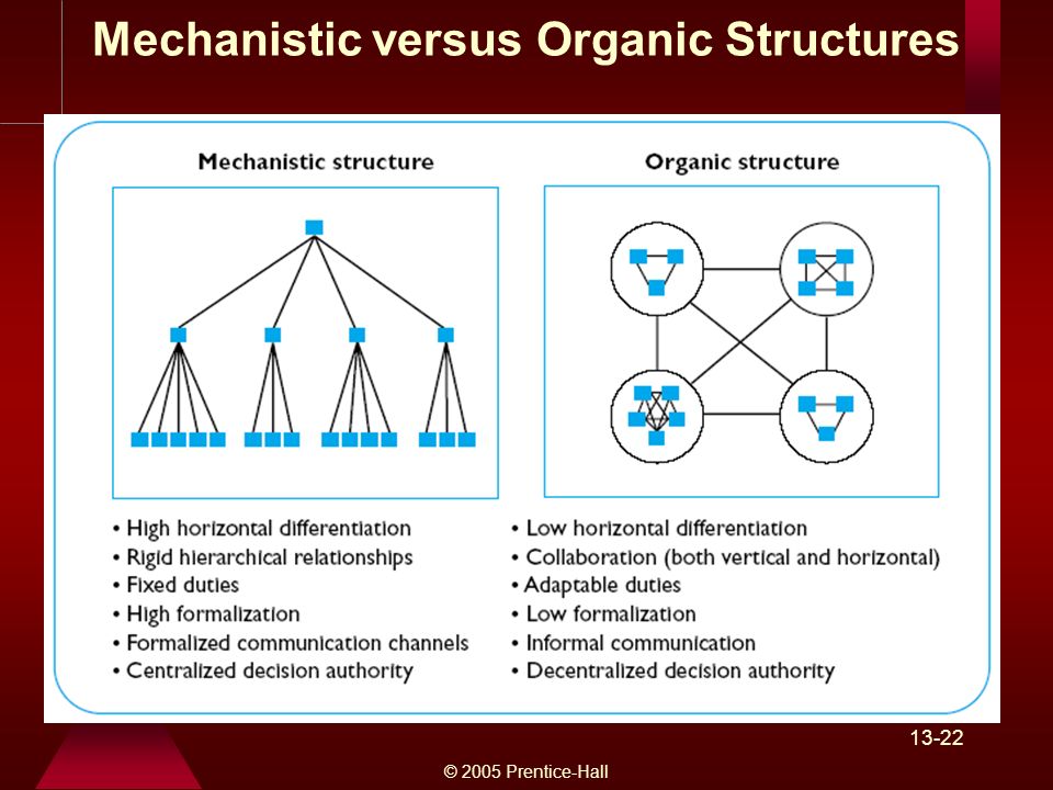 © 2005 Prentice-Hall Mechanistic versus Organic Structures