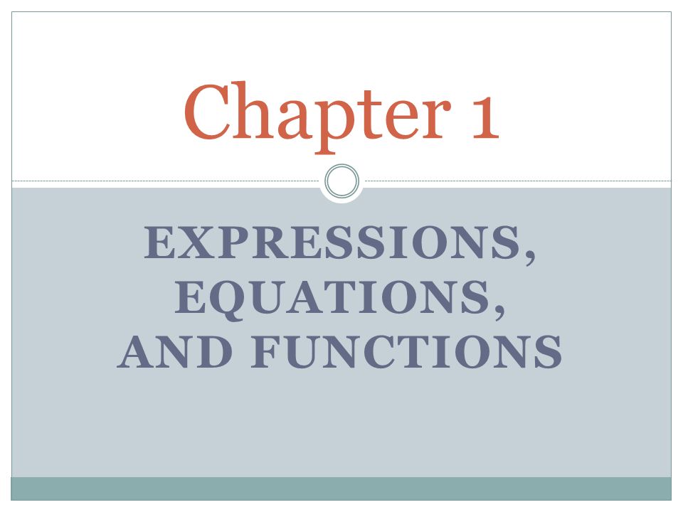 EXPRESSIONS, EQUATIONS, AND FUNCTIONS Chapter 1