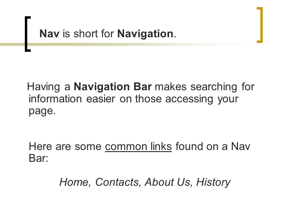 Nav is short for Navigation.
