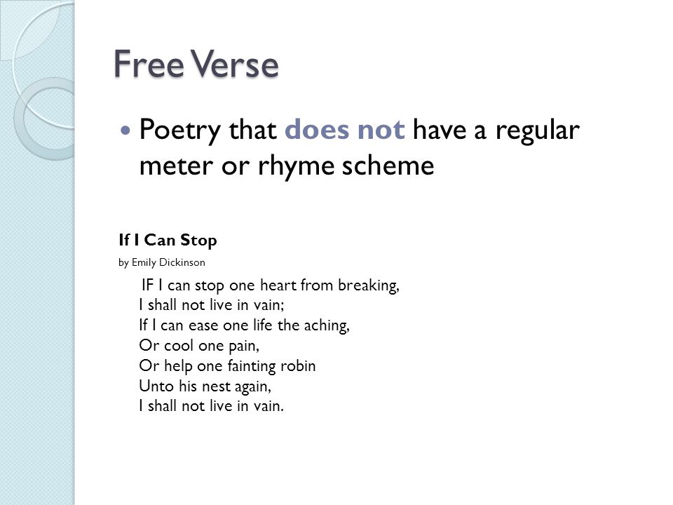 3 rd 9 Wks Exam Terms to Know. Blank Verse Poetry written has a regular  meter (rhythm) but does not rhyme (the meter is usually iambic pentameter  like. - ppt download