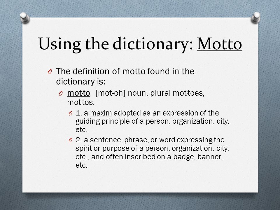 What's a motto? Defining terms and decoding vocabulary. - ppt download