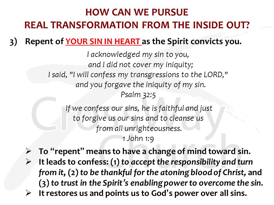 HOW CAN WE PURSUE REAL TRANSFORMATION FROM THE INSIDE OUT.