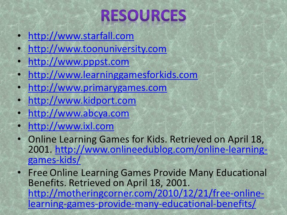Online Learning Games for Kids.