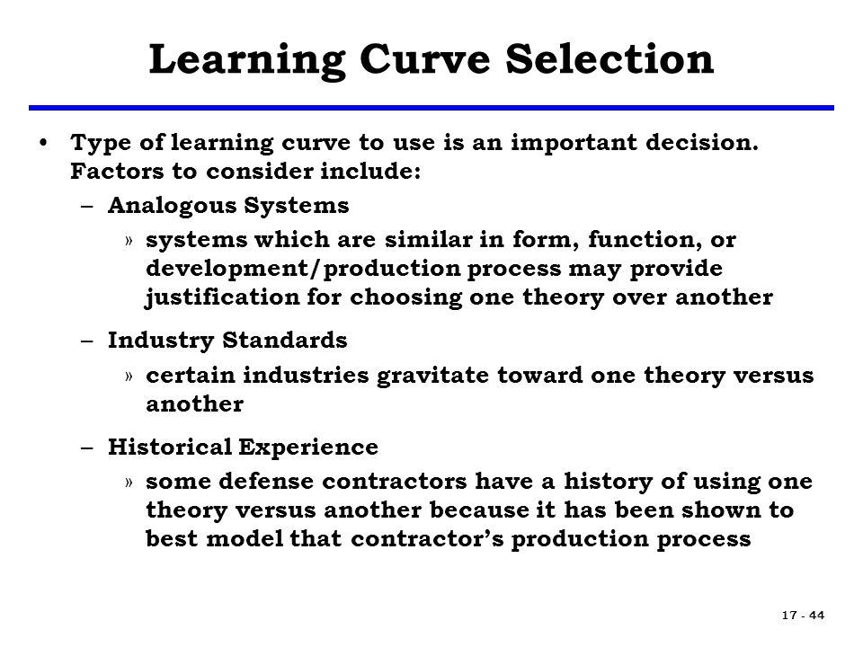 uses of learning curve
