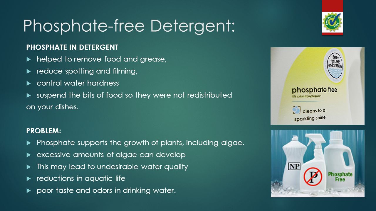 Phosphate-free detergent. Phosphate-free Detergent: PHOSPHATE IN DETERGENT   helped to remove food and grease,  reduce spotting and filming,   control. - ppt download