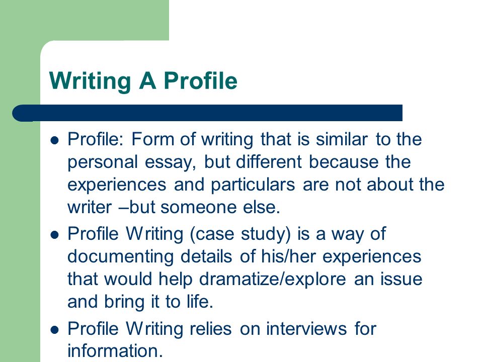 Essay on someone profile Free Profile