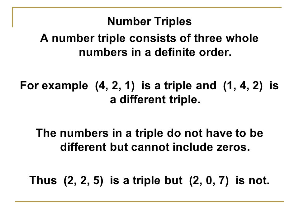 Number Triples An Investigation