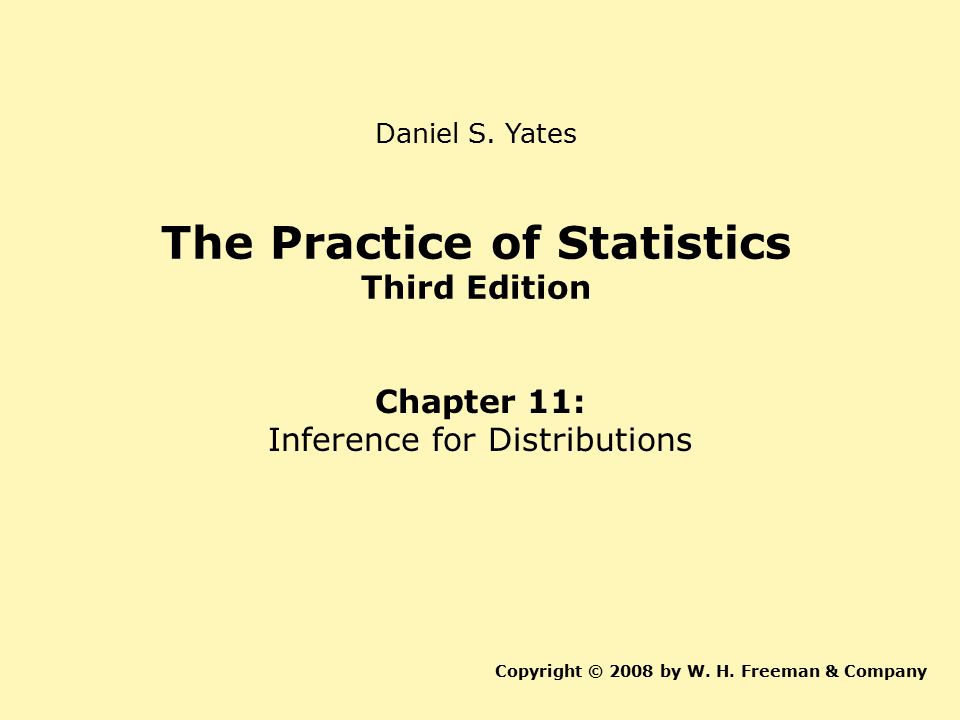 The Practice of Statistics Third Edition Chapter 11: Inference for Distributions Copyright © 2008 by W.