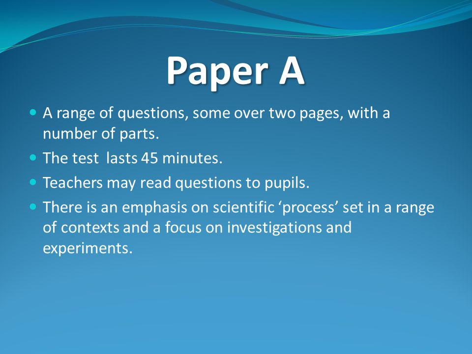 Paper A A range of questions, some over two pages, with a number of parts.