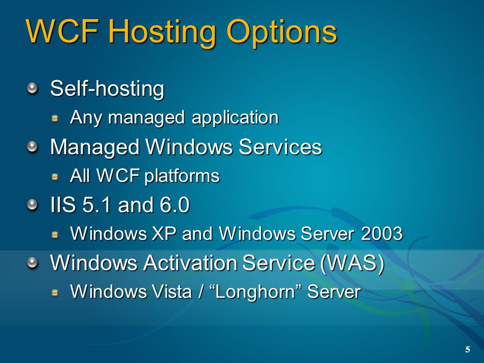 hosting wcf in windows server 2003