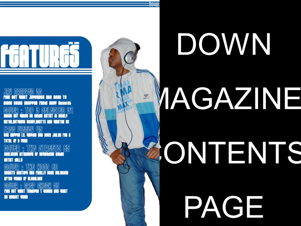 DOWN MAGAZINE CONTENTS PAGE