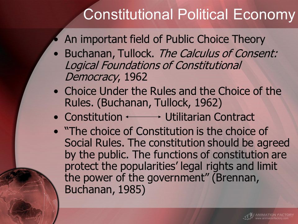 Constitutional Political Economy in a Public Choice Perspective