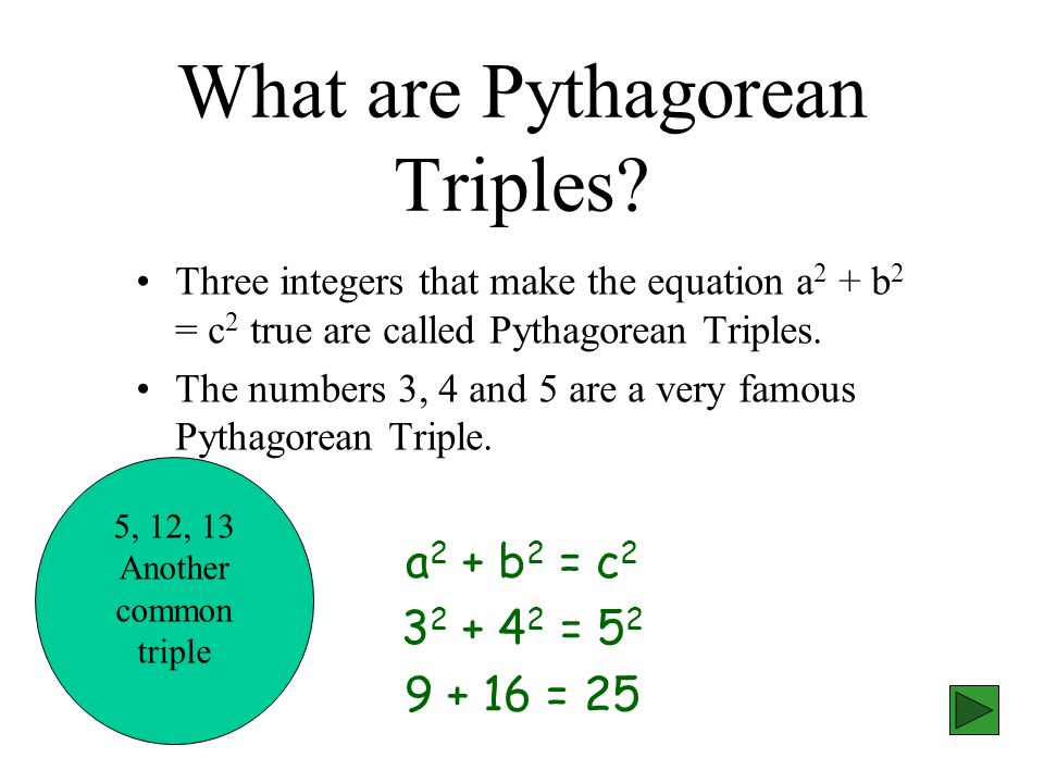 What are Pythagorean Triples.