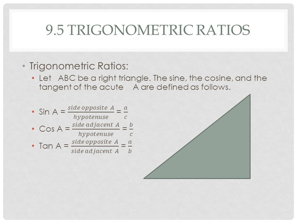 9.5 TRIGONOMETRIC RATIOS