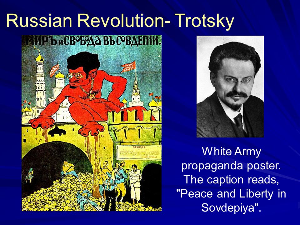White Army propaganda poster. The caption reads, Peace and Liberty in Sovdepiya .