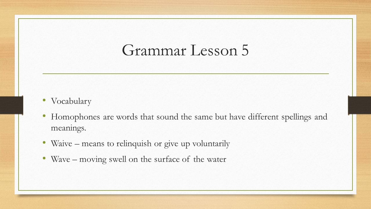 7 Th Grade Grammar Vocabulary And Notes Grammar Lesson 4