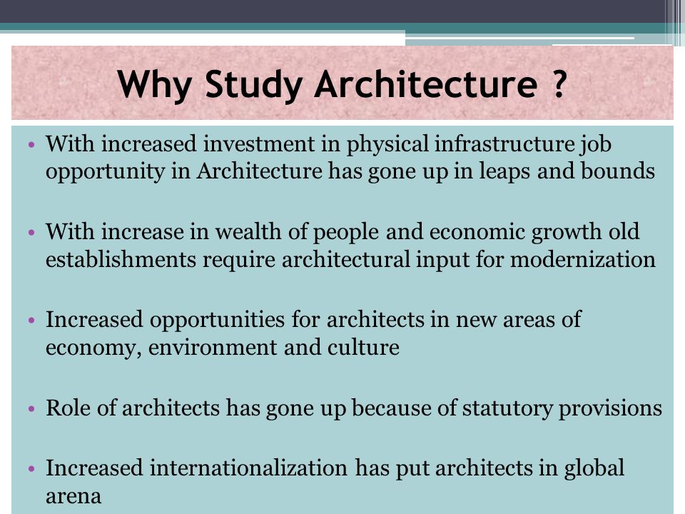Why Study Architecture .