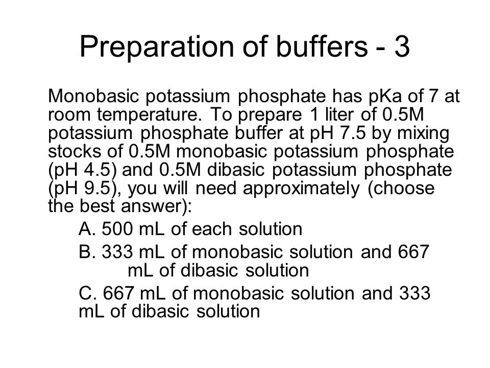 Phosphate Buffer Preparation Chart