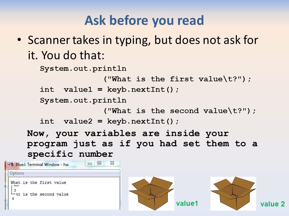 Ask before you read Scanner takes in typing, but does not ask for it.