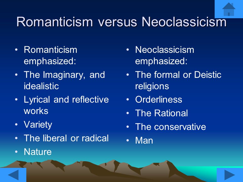 what is the difference between neoclassicism and romanticism