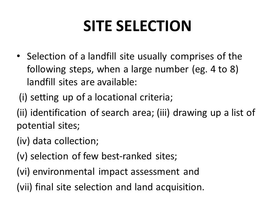 Selection site. Site selection.