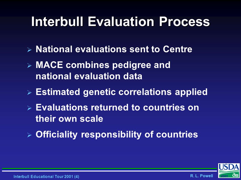 2001 Interbull, August 2001 (1) Usefulness of international dairy bull  evaluations Rex L. Powell Animal Improvement Programs Laboratory  Agricultural Research. - ppt download