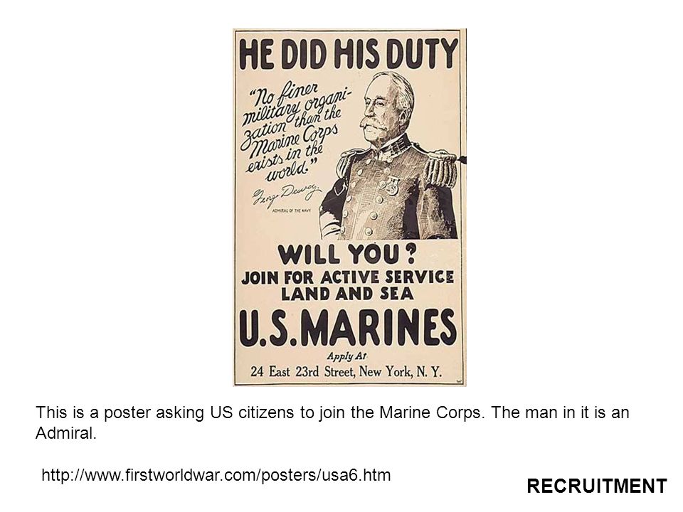 This is a poster asking US citizens to join the Marine Corps.