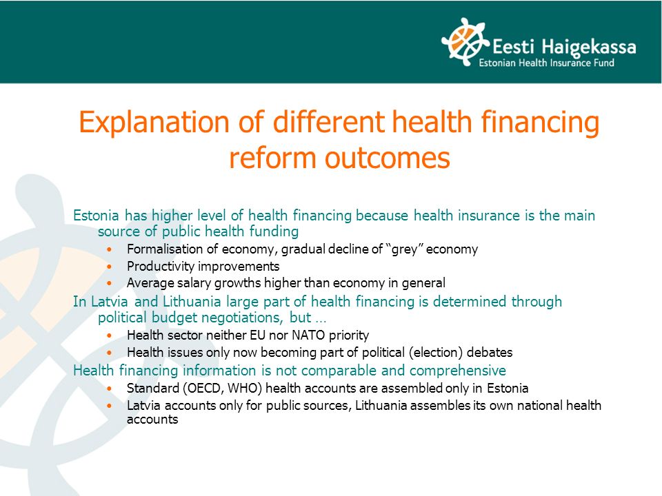 Health Financing Challenges in the Baltic States Toomas Palu Sr. Health  Specialist, World Bank Member of Management Board Estonian Health Insurance  Fund. - ppt download