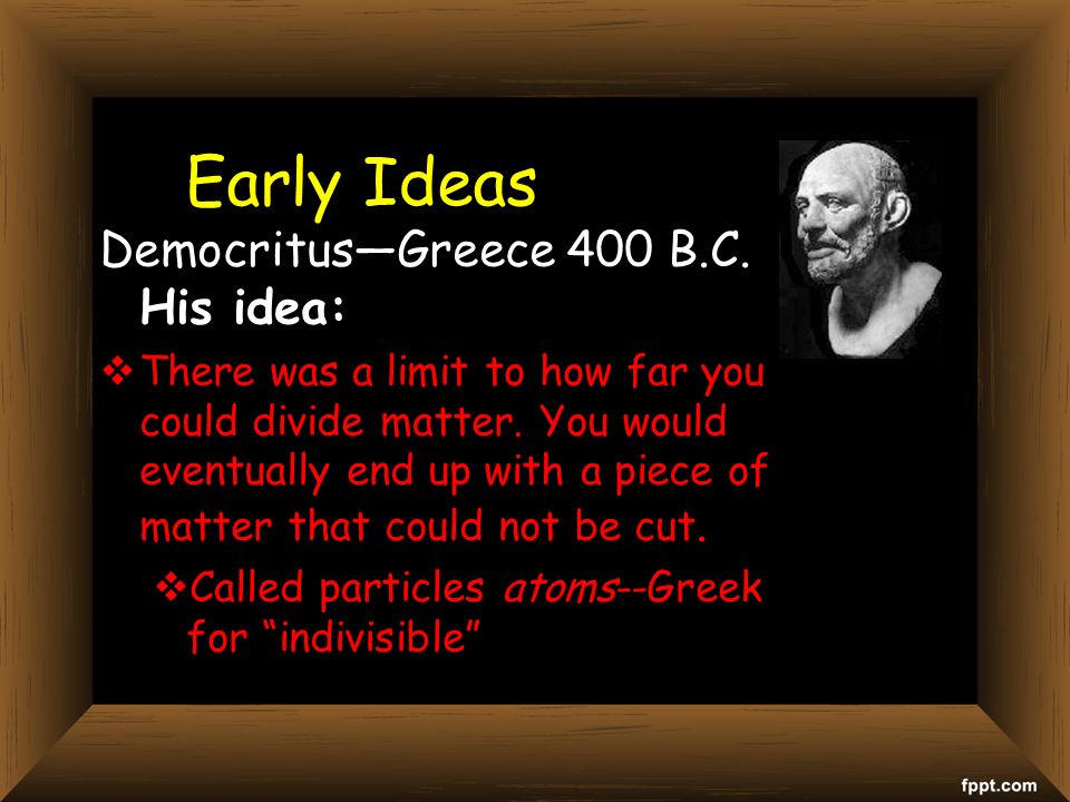 Early Ideas Democritus—Greece 400 B.C.