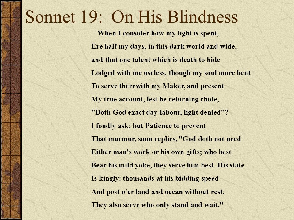 on his blindness by john milton explanation