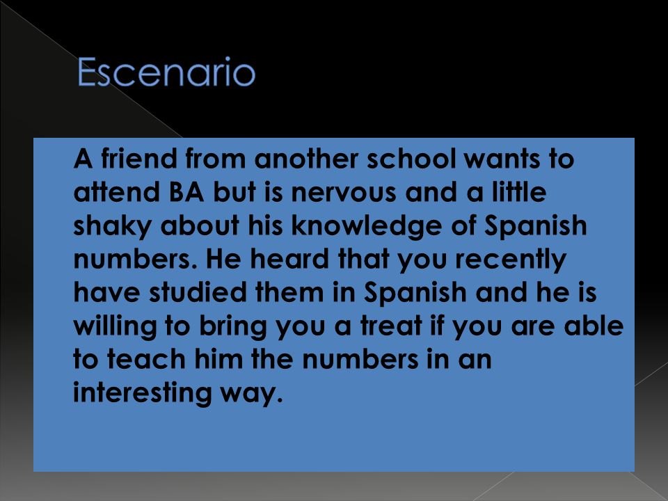  A friend from another school wants to attend BA but is nervous and a little shaky about his knowledge of Spanish numbers.
