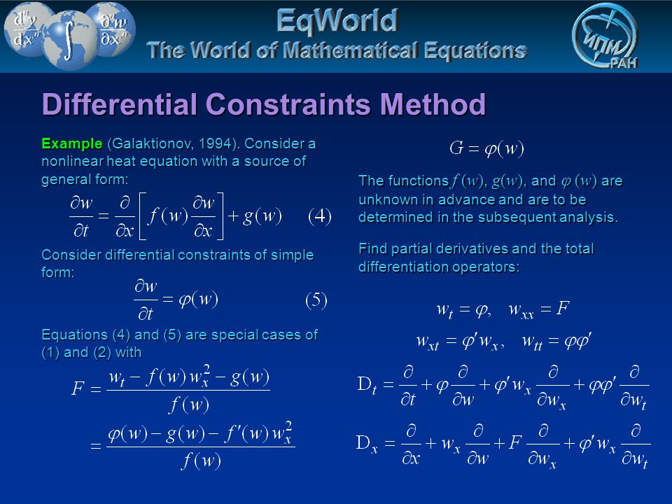Differential Constraints Method Example (Galaktionov, 1994).