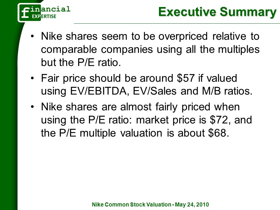 Nike Common Stock Valuation - May 24, 2010 Nike Common Stock Valuation As  of May 24, 2010 By Valentyn Khokhlov, MBA. - ppt download