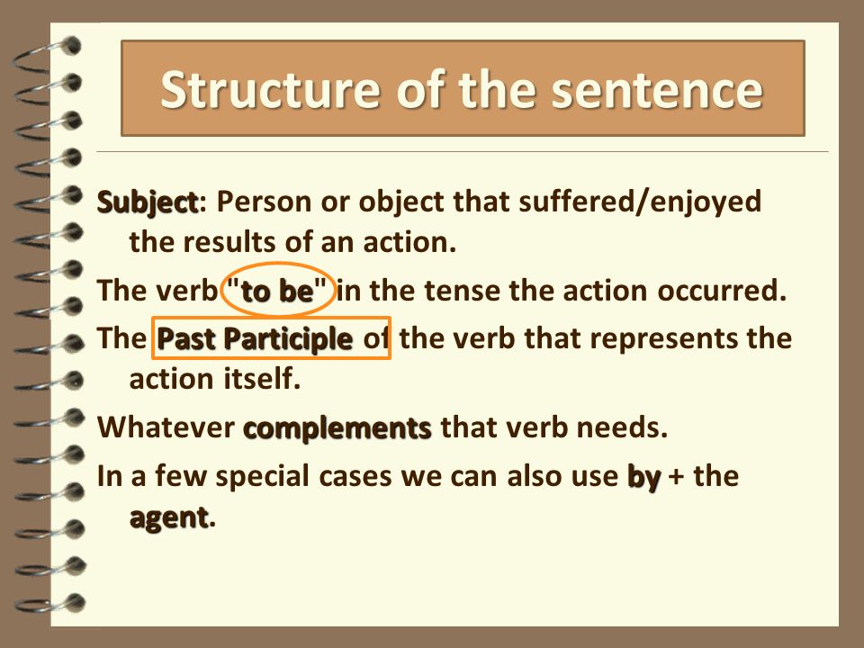 Subject Subject: Person or object that suffered/enjoyed the results of an action.