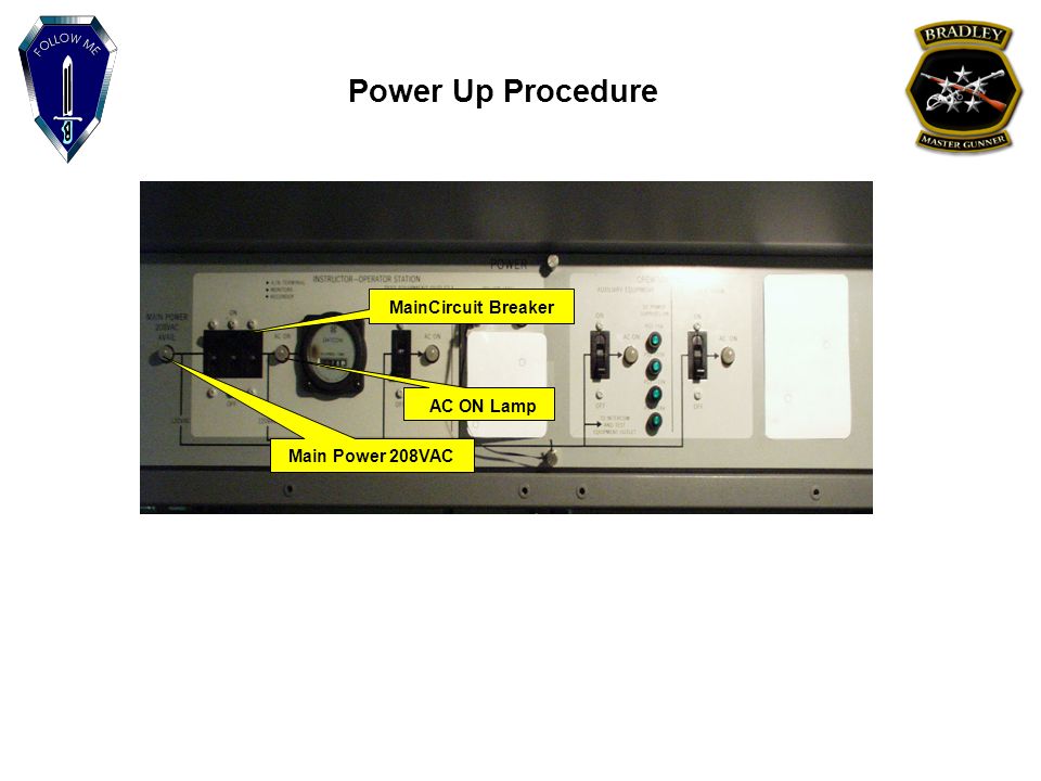 Power Up Procedure Main Power 208VACMainCircuit BreakerAC ON Lamp