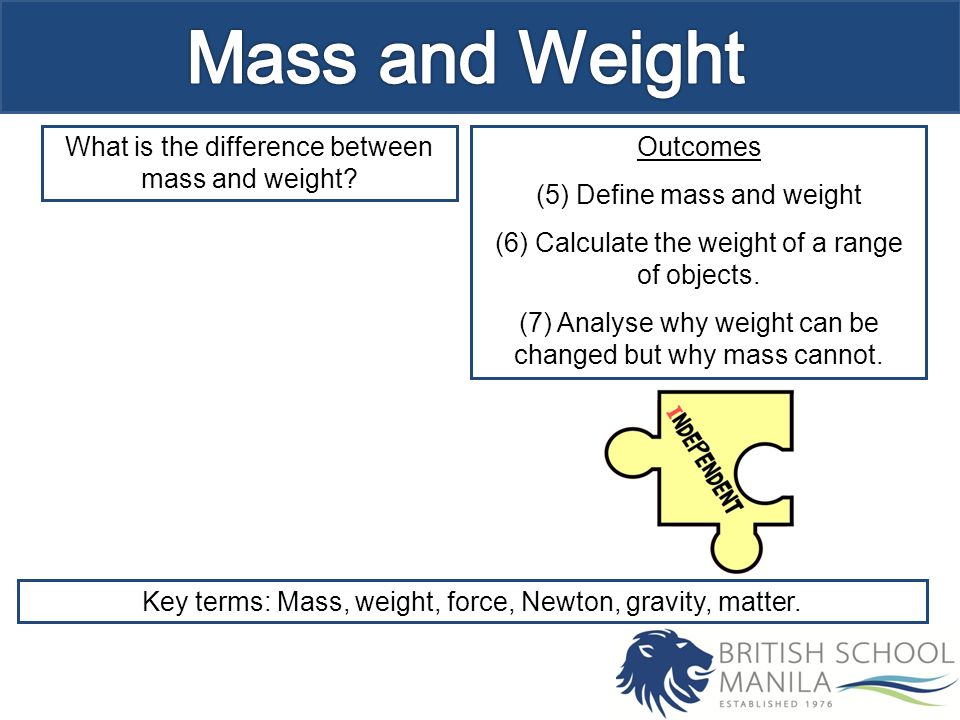 What is the difference between mass and weight.