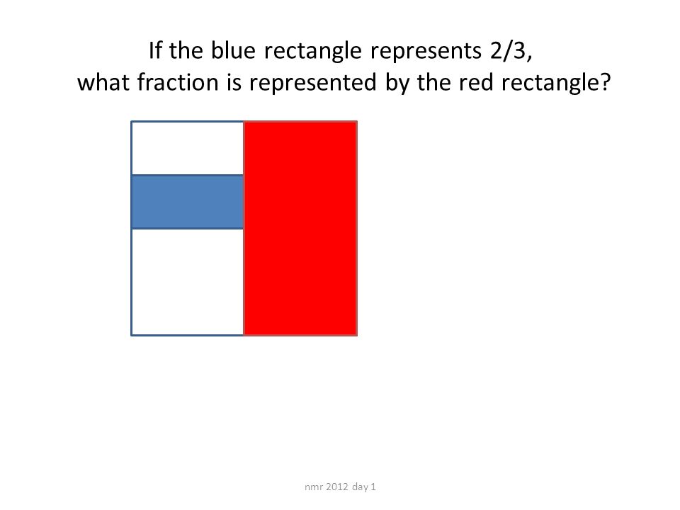 If the blue rectangle represents 2/3, what fraction is represented by the red rectangle.