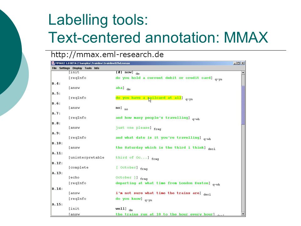 Labelling tools: Text-centered annotation: MMAX