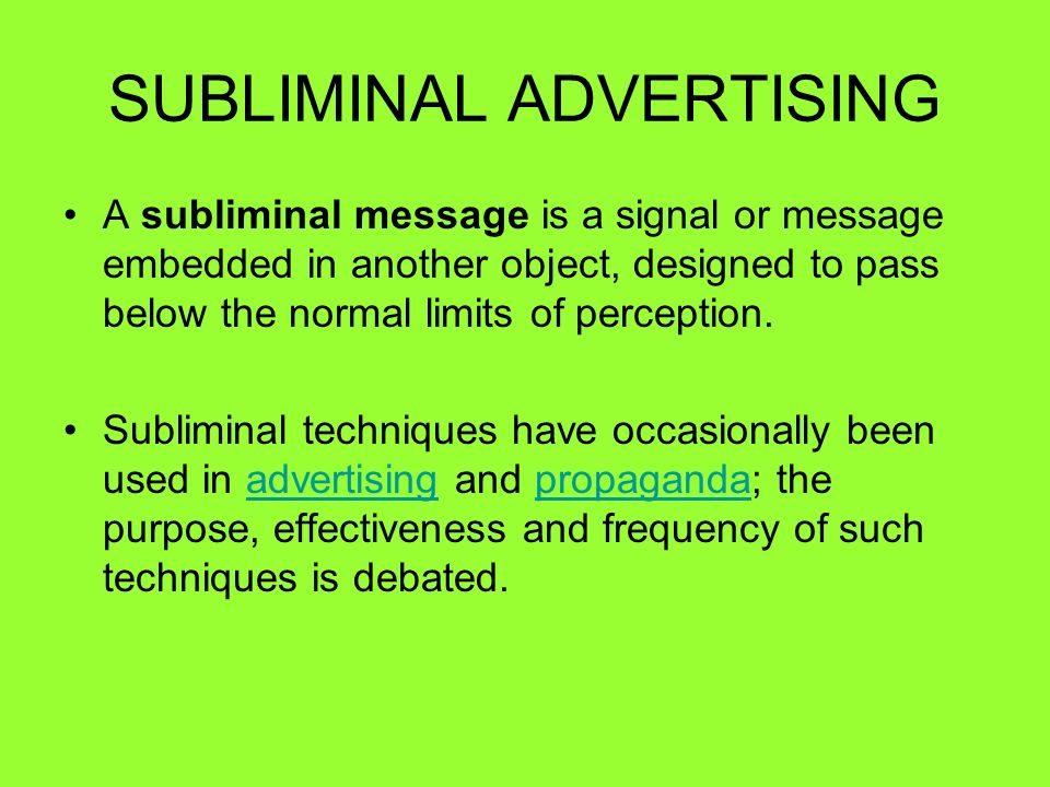 Message embed. Subliminal advertising. Limiting normalize. Embed message.