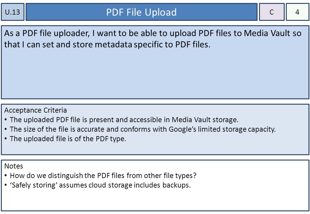 U.01 General File Upload As a file uploader, I want to be able to ...