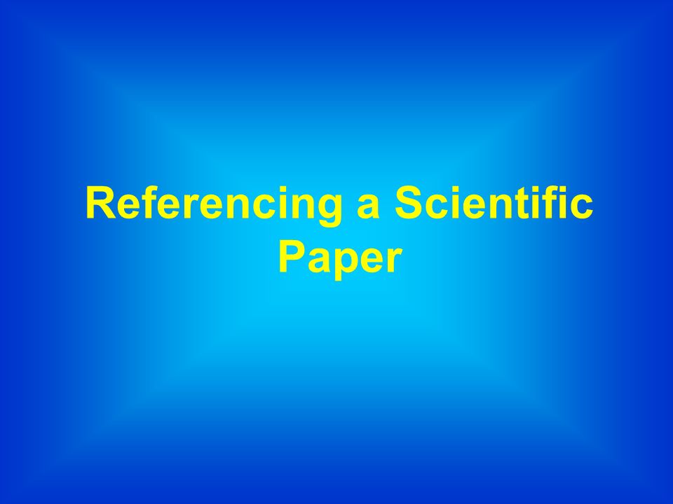 Referencing a Scientific Paper
